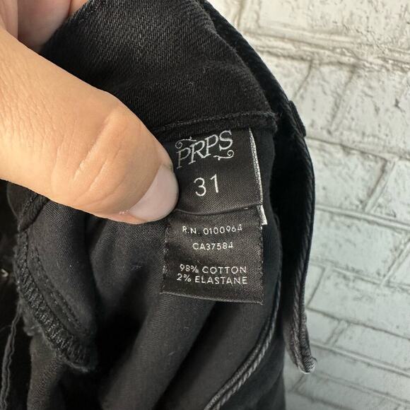 PRPS Jeans Camaro Skinny Mid Rise Zip Fly Zipper Denim Pants Black Silver 31 - Picture 4 of 7